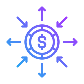 Diversification, Investment, Money, Share, Expand, Spread icon