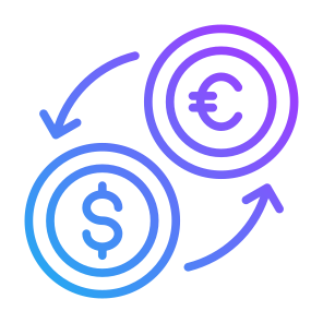 Money Exchange, Conversion, Exchange, Euro, Dollar icon
