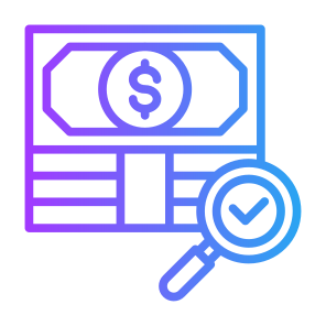 Audit, Currency, Economy, Validation, Money, Search  icon