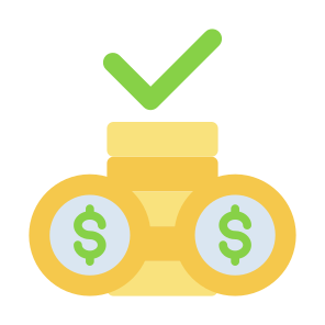 Cost, Coins, Money Stack, Check, Business icon