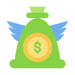Financial Freedom, Cash, Wings, Money Bag, Angel Investor icon