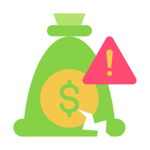 Insolvency, Losses, Dollar, Exclamation Mark, Bankruptcy  icon