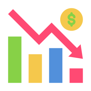 Recession, Money, Statistics, Down Arrow, Reduce Cost icon