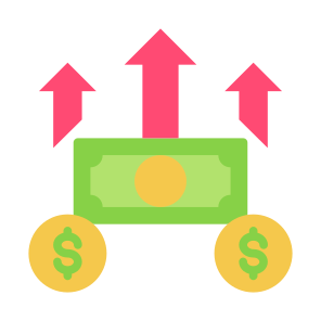 Growing, Price Up, Stock Market, Stock Price, Cash icon