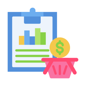 Purchasing, Basket, Statistics, Commerce, Report  icon
