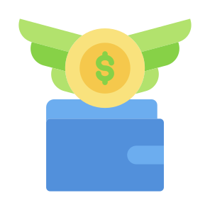 Spending Money, Angel, Wallet, Wings, Fund icon