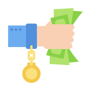 Bribe, Money, Hand, Handcuffs, Prisoner icon