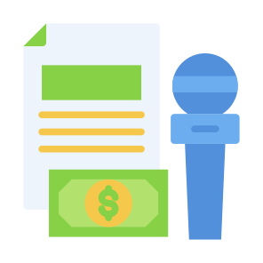 News, Money, Microphone, Bribery, Communication icon