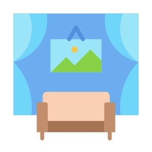 Interior, Sofa, Home,  Decoration, Curtain icon