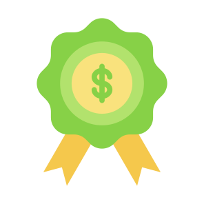 Badge, Ribbon, Money, Dollar, Award, Reward, Bonus icon