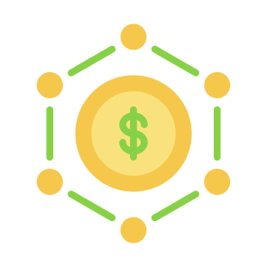 Decentralization, Networking, Sharing, Dollar, Coin, Structure, Currency, Decentralized icon