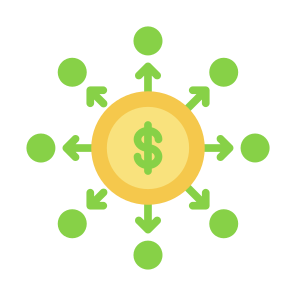 Decentralized, Networking, Dollar, Distribute, Distribution, Decentralization icon