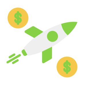 Launch, Money, Dollar, Coin, Rocket, Startup, Business And Finance icon