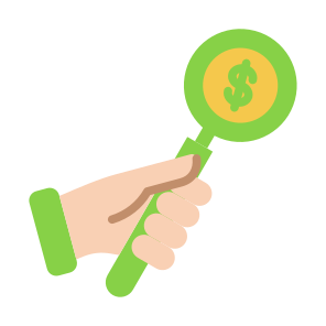 Research, Money, Search, Hand, Dollar, Coin, Economy, Magnifying, Currency icon