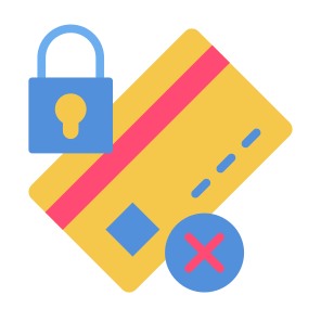 Blocked, Secure Payment, Debit Card, Credit Card, Padlock  icon