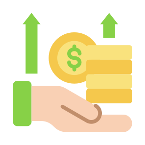 Revenue, Money, Increase, Growth, Arrow Up icon