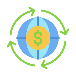 Circular Economy, Global Economy, Cash Flow, World Wide, Investment, Economy  icon