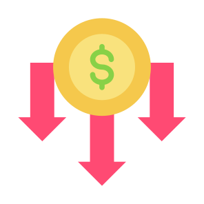 Cost Reduction, Cost, Reduction, Money, Low Price, Decrease icon