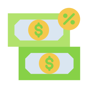 Tax, Loan, Debt, Income, Percentage, Money  icon