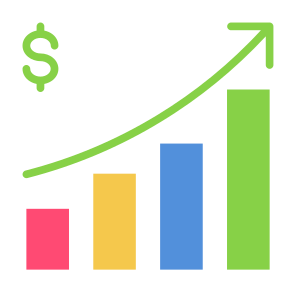 Growth, Statistics, Money, Benefit, Increase icon
