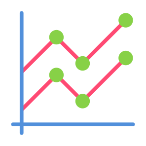 Line Graph, Statistics, Graphic, Comparative, Business icon