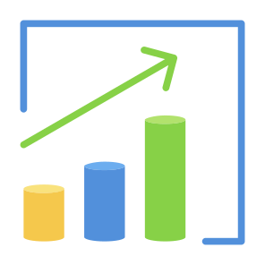 Scalability, Volume,  Investment, Analytics, Growth icon