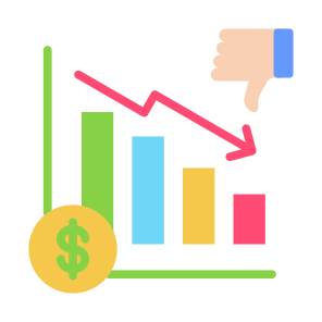 Disadvantage, Earning, Statistics, Loss, Decrease icon