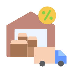 Wholesale, Sales, Discount, Shipping And Delivery, Warehouse  icon