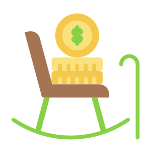 Retirement, Passive Income, Pension, Rocking Chair, Saving, Income icon