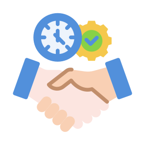 Dedication, Time, Management, Commitment, Partnership icon