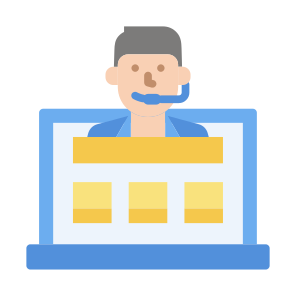 Customer Service Agent, Call, Laptop, Support, Call Center Agent, Ecommerce icon