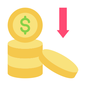 Cost, Money, Decrease, Reduction, Loss  icon