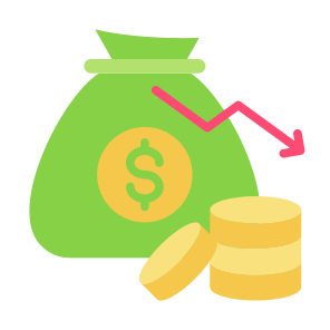 Crisis, Financial, Down Arrow, Risk, Money Bag  icon