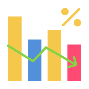 Decrease, Low Price, Percentage, Statistic, Decreasing icon