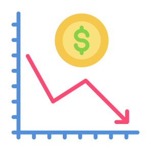 Deflation, Money, Line Chart, Crisis, Recession  icon