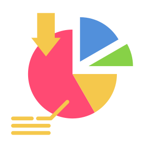 Statistics, Report, Crisis, Pie Chart, Decrease  icon