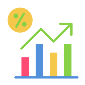 Interest Rate, Growth, Percentage, Percent, Increase, Chart icon