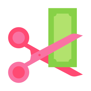 Cutting, Cut, Scissors, Money, Reduce Cost, Efficiency icon