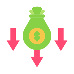 Low Cost, Reduce Cost, Low Prices, Cheap,  Down Arrows, Cost  icon