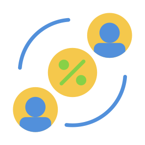 Commission, Percentage, User, Split, Process icon