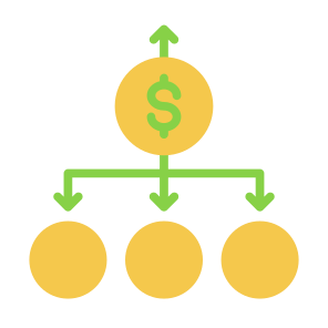 Diversification, Distribute, Investment, Money, Allocation  icon