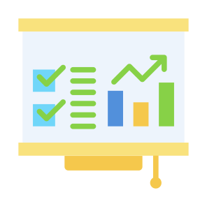 Presentation, Statistics, Report, Bar Chart, Whiteboard icon