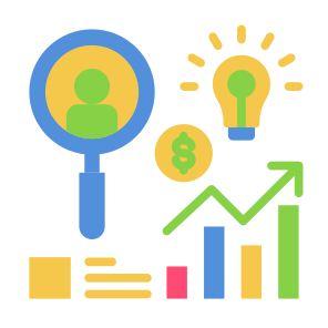 Business Intelligence, Statistics, Research, Idea, Solution icon