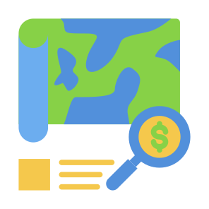 Geographic, Map, Analysis, Sales, Cost icon