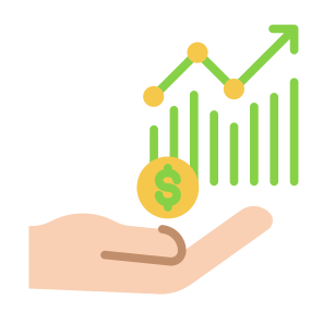 Investment, Sales,  Income, Growth, Statistics icon