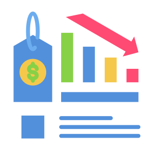Low Price, Down, Markets, Reduce, Low Price icon