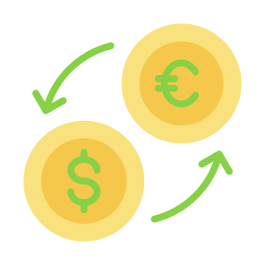 Money Exchange, Conversion, Exchange, Euro, Dollar icon