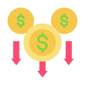 Decrease, Money, Down Arrow, Profit, Economy  icon