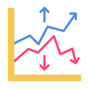 Fluctuation, Stock Market, Finance, Statistics, Progress  icon
