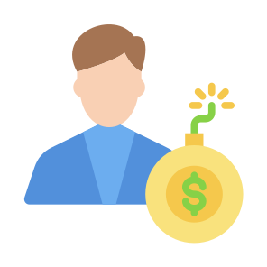 Debt, User, Bomb, Bankruptcy, Economy  icon